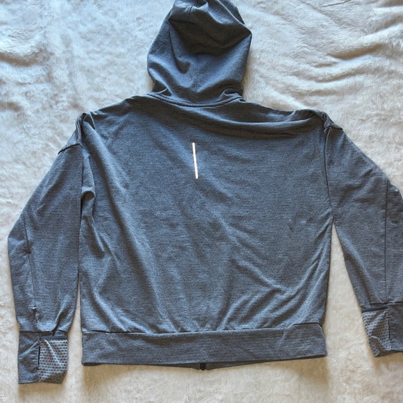NIKE Dri-FIT Full Zip Hoodie SS Gray Thumb Holes Security Zipper Women's M EUC - Picture 12 of 12